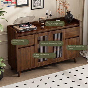 Nouveau buffet de salle à manger en bois de style chinois avec portes à lattes pour l'organisation de la vaisselle - Product Image 3