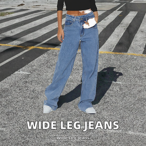 Dear-Lover Mid Rise Taille Asymétrique Jambe Large <span class=keywords><strong>Jeans</strong></span> Décontractés pour Femmes Respirant Denim Vintage Style <span class=keywords><strong>DDP</strong></span> Air Shipping Wholesale - Product Image 2