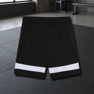 Men's <b>Black</b> 100% Cotton Mid Elastic Waist Short Shorts with <b>White</b> Side Stripe Casual Breathable Digital Printing Sport Wear - Product Image 3