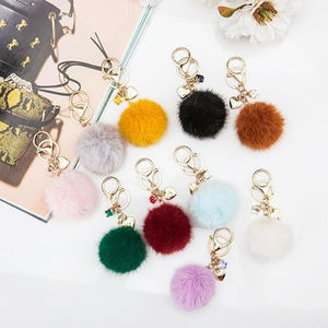 Porte-clés Pompon Kawaii en forme <span class=keywords><strong>de</strong></span> cœur en métal avec strass scintillants, pendentifs <span class=keywords><strong>de</strong></span> luxe, bijoux en forme <span class=keywords><strong>de</strong></span> boule moelleuse - Product Image 5