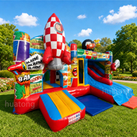 Château gonflable commercial d'extérieur pour enfants avec toboggan, thème fusée, pour location