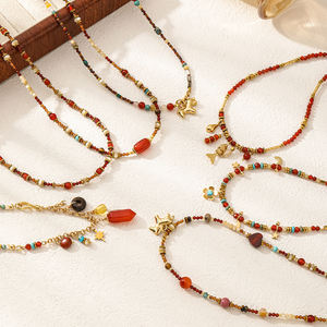 Collar de Ágata Roja Novedades 2026, Collar de Piedras Naturales con Cuentas, Collar con Colgante de Caballo Animal Único, Cadena de Acero Inoxidable - Product Image 3