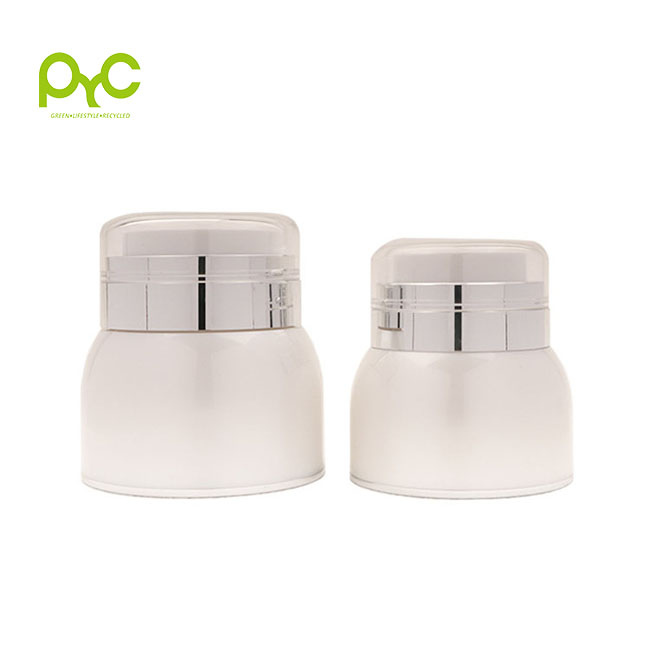 Factory Direct  Pearl White Airless Pump Makeup Cream Plastic Jars Cosmetic Jars With Lids