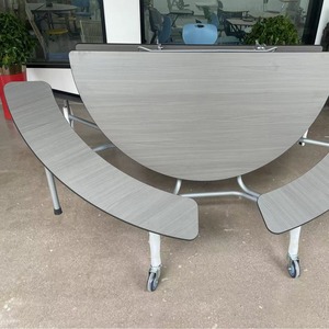 Round <b>Foldable</b> Dining <b>Table</b> 12 Seat Combination Furniture For Dining Room Natural Wood Color - Product Image 2