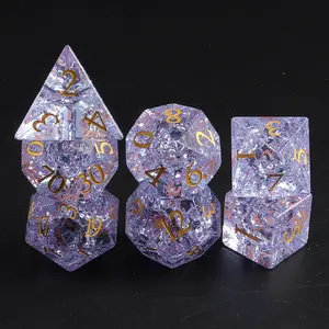 Custom D D Glass Dice Sets DND Crystal Dice Party Tabletop Role-playing Game Gemstone RPG Dice