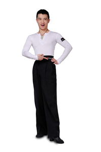 2025 nuevo traje de baile de <span class=keywords><strong>Salsa</strong></span> para hombre, conjunto de camisa y pantalones latinos elásticos para actuación - Product Image 6