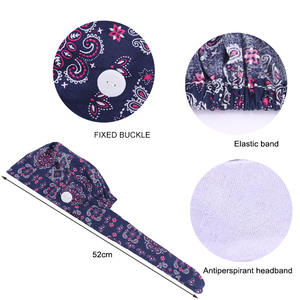 Durag en coton à motif paisley pour femmes YOMO avec bouton, bonnet en coton, bandeau de <span class=keywords><strong>moto</strong></span>, du doo do rag, accessoires pour cheveux HE-5051 - Product Image 5