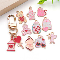 Breloques en émail pour la Saint-Valentin, 10 pièces, pendentifs DIY dorés pour bracelets et colliers, sac cadeau romantique