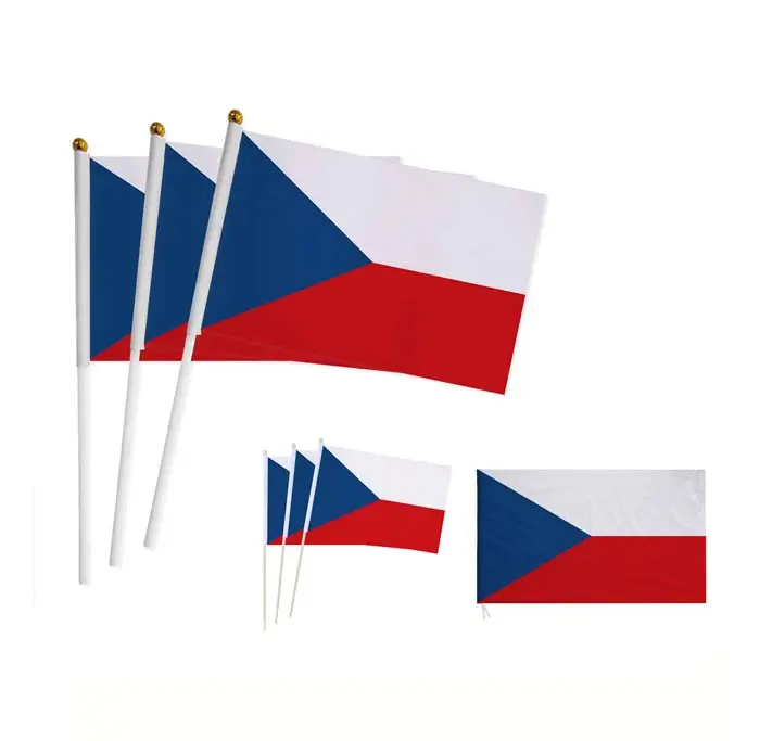 Bandeira nacional checa com bandeira plástica, 14*21cm, bandeira com impressão poliéster bandeira eleitoral