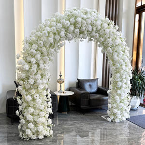 Fondo <span class=keywords><strong>de</strong></span> escenario circular personalizado <span class=keywords><strong>de</strong></span> 2.4x2.4m con rosas blancas y paniculata, decoración <span class=keywords><strong>de</strong></span> boda, flores artificiales <span class=keywords><strong>de</strong></span> seda hechas a mano, ajustable - Product Image 2