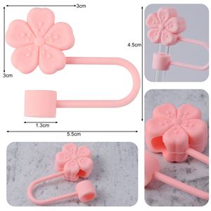 Nueva Tapa de Silicona para Pajitas con Diseño de Flor de Ciruelo, Tapón de Silicona de Grado Alimenticio, Cubierta de Silicona Suave a Prueba de Polvo para Pajitas de Vasos - Product Image 2