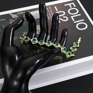 Pulsera de tenis de cristal con forma de cuadrado y corazón para mujer, pulsera de eslabones con piedras preciosas multicolores chapada en oro, regalo de joyería de moda - Product Image 6