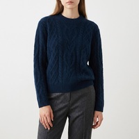 Pull en cachemire pour femme, col rond, tricot torsadé texturé, décontracté pour le bureau