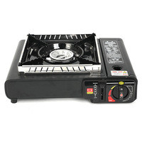 Réchaud de camping portable d'extérieur en métal, cuisinière à gaz butane monobloc pour barbecue et wok, avec allumage intégré