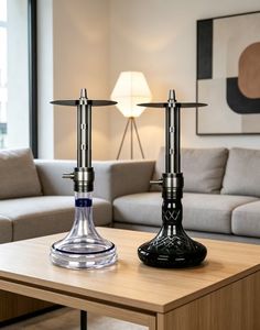 Chicha en métal à longue tige, base en verre, débit réglable, accessoire pour fumer le tabac - Product Image 6