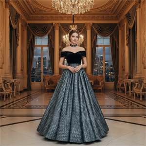 Hx144 Elegant Black Evening Dress Banquet Host Lace <b>Decoration</b> <b>Prom</b> Ball Gown Jancember - Product Image 1