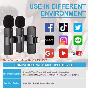 Microphone sans fil K9 Microphone Lavalier sans fil portable pour iPhone Android Plug-Play Enregistrement Live Stream YouTube Facebook - Product Image 3