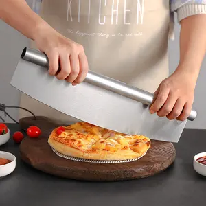 Paslanmaz çelik çok fonksiyonlu Pizza kesici tekerlek Pizza bıçağı Pizza kesici Rocker bıçağı kapaklı
