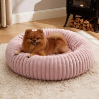 Coussin rond pour chien en fourrure écologique, luxueux, confortable, lavable, tapis pour chat, coussin chaud pour animaux de compagnie, motifs personnalisables