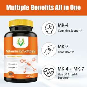 Gélules de calcium et de vitamine K2 de haute pureté pour la santé osseuse et les compléments alimentaires pour les articulations - Product Image 3