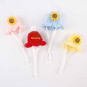Mini chapeau pour cochon d'Inde, accessoires photo faits main, mignon, pour petaurin, avec branche fleurie, chapeau tricoté pour hamster doré, toutes saisons - Product Image 1