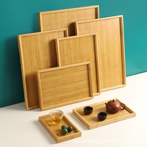 Plateau de service en bambou 22x13cm 29x18cm 33x22cm 37x26cm 41x29cm 44x32cm Bois massif pour hôtel, service de thé et de repas - Product Image 4