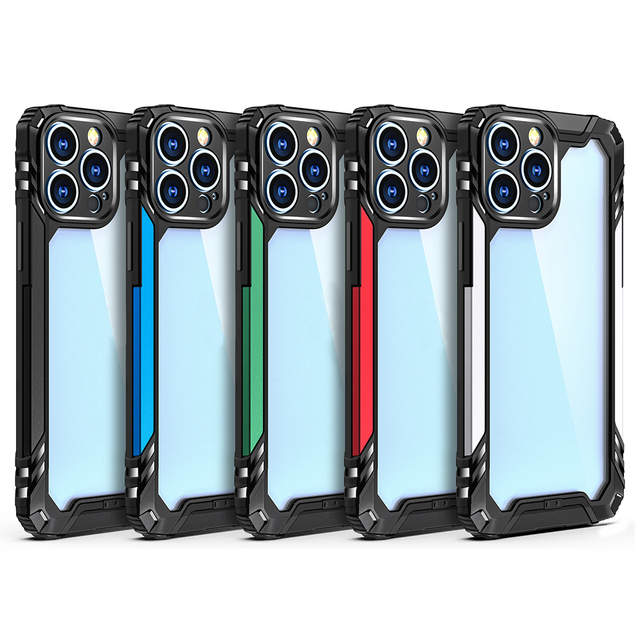 Wholesale Transparent PC Back Cover TPU Shockproof Phone Case For iPhone 14 13 12 15 Pro Max Mobile Cover