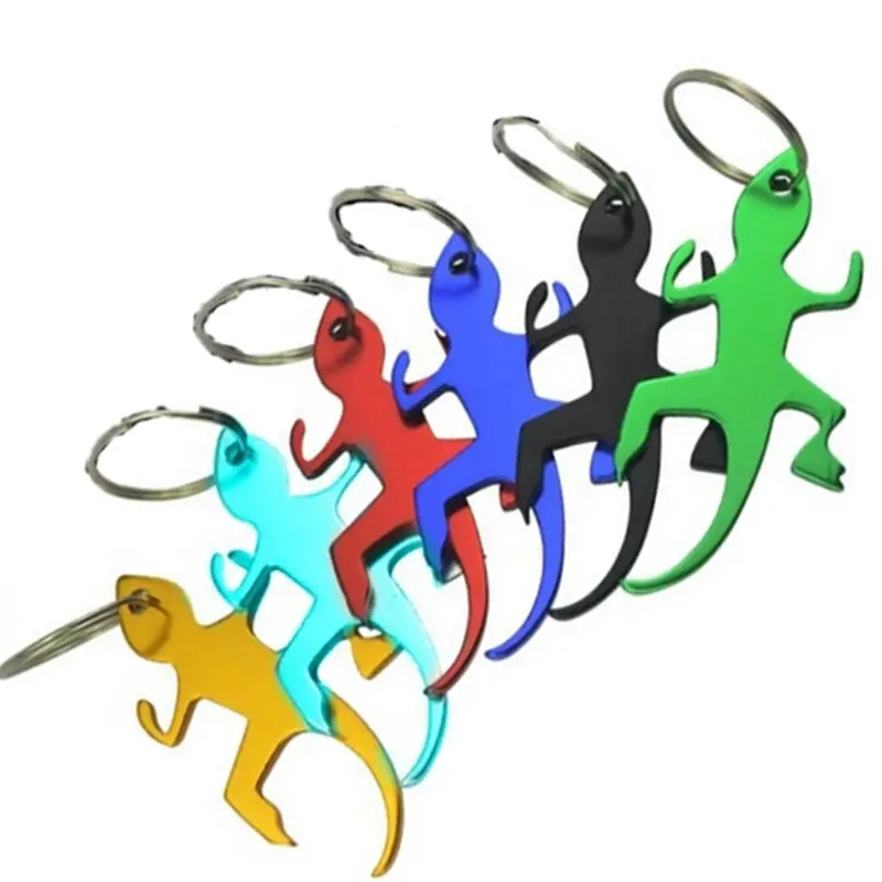 HXY מאוד זול מצחיק בעלי החיים Gecko בקבוק פותחן מתכת Gecko Keychain בקבוק כובע פותחן Keychain עבור בירה קידום