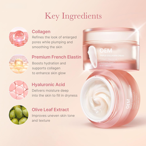 Crème Visage Triple Collagène OEM Acide Hyaluronique Élastine Beurre de Karité Hydratante Anti-rides Raffermissante Anti-âge Jour Nuit Tous Types de Peau - Product Image 4