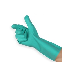 Gants industriels Guante De Nitrile Gants en nitrile vert résistants aux produits chimiques doublés de troupeau