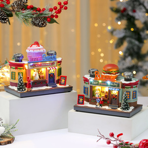 Boîte à musique lumineuse rotative créative de Noël pour la décoration de cuisine et de café, cadeau pour maison de jeu d'enfants - Product Image 4