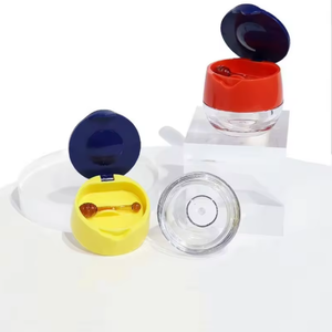 Glass Cylinder Cosmetic Jar with Wood Collar <b>Silk</b> Screen Printing Screw Cap <b>Red</b>/Blue Lid Translucent Base for Personal Care - Product Image 4