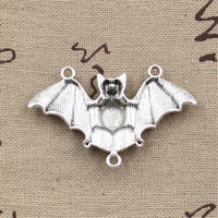 Breloques Connecteurs Chauve-souris Vampire Dracula 29x47mm, Couleur Argent Tibétain, Pendentifs pour Fabrication de Bijoux Antiques, Artisanat DIY Fait Main