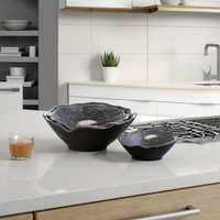 Bol de service en acier inoxydable ondulé de 6.2 pouces, design personnalisé, bol de service japonais noir pour les restaurants