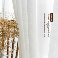 Rideau occultant blanc en tissu uni pour balcon, rideau en faux lin froissé pour baies vitrées