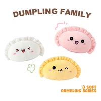 Adorable Coussin en Peluche en Forme de Dumpling Maman 14 Pouces avec 3 Petits de 4 Pouces, Jouets en Peluche en Forme de Famille Alimentaire, Cadeaux pour Enfants