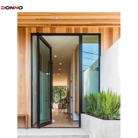 Porte pivotante taille grande porte d'entrée moderne en aluminium verre personnalisé aluminium design graphique cadre en bois porte coulissante en verre Villa