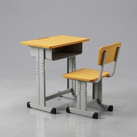 Meubles scolaires ergonomiques pour étudiants, ensemble bureau et chaise pour salle de classe, bureau et chaise d'école réglables, plateau en bois