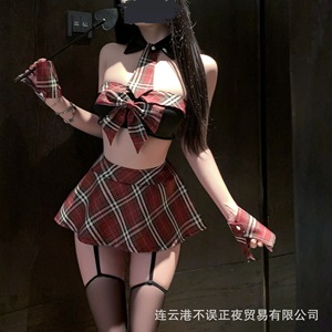 Sexy JK mini skirt set for late-night erotic lingerie, qqny innocent campus uniform temptation flirtatious pajamas for women - Product Image 2