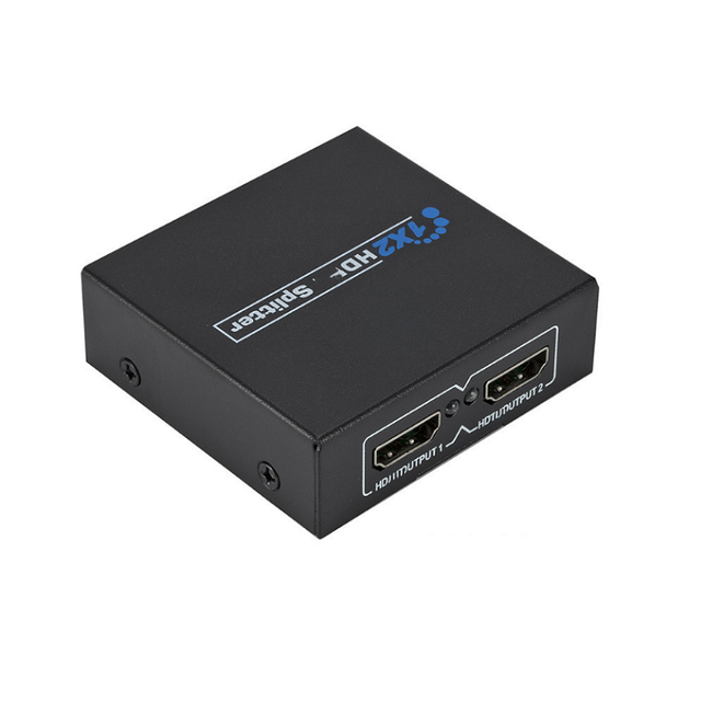HD Metal Monitor Projector Splitter 1-In 2-Out Adapter with DTS Feature Supports 2K 3D Video Display and Power Supply