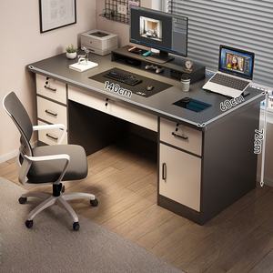 Ensemble bureau et chaise de style minimaliste moderne avec étagère, poste de travail pour salle à manger, bureau d'ordinateur avec tiroirs, chambre à coucher - Product Image 4