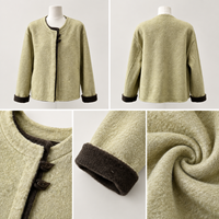 Manteau court élégant à col rond pour femme, style chinois avec boutons grenouille, vêtements d'hiver pour femme, personnalisable OEM/ODM