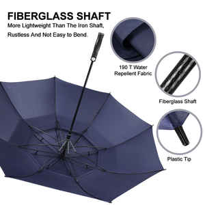 <span class=keywords><strong>Parapluie</strong></span> de golf semi-automatique de luxe 30 pouces, robuste, double couche, ventilé, extra large, <span class=keywords><strong>très</strong></span> résistant au vent, avec impression de logo - Product Image 3