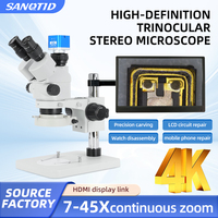 Microscope stéréoscopique trinoculaire SANQTID TD-0745N-B40, outils de réparation de téléphones portables, loupe électronique industrielle 7-45X
