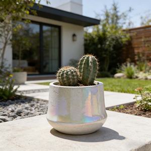 Maceta de Cerámica Esmaltada para Suculentas, Estilo Nórdico Minimalista y Creativo, Ecológica, Duradera, para Uso en Interiores, con Acabado Iridiscente - Product Image 4