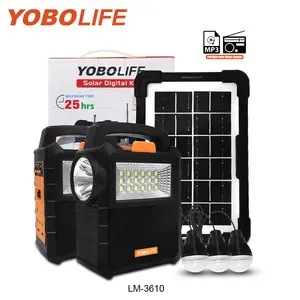 Yobolife sistema de iluminação solar portátil 3.2V DC kits de iluminação solar de emergência estação de energia solar recarregável com Bluetooth