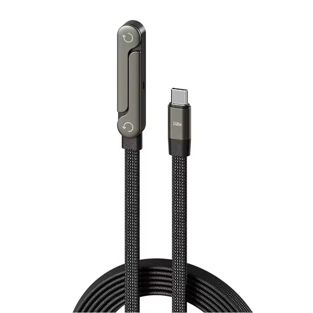 New Trending 5ft 240W 2-in-1 Type-C Fast Charging Cable with Phone Stand 90° Elbow 360° Rotation Multi - Angle for iphone