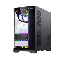 Lovingcool Dual Tempered Glass Side Panel Window Mid Tower Desktop ATX MATX Gaming PC Case Computer Case with RGB Fans