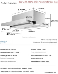 <span class=keywords><strong>Hotte</strong></span> de cuisinière en acier inoxydable à nettoyage automatique pour la cuisine-Hottes de cuisinière économes en énergie avec éclairage LED - Product Image 6