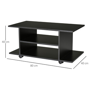 Homcom ตู้ทีวีทันสมัยมีล้อขาตั้งทีวีไม้ขนาด80 × 40 × 40ซม. สีดำ - Product Image 3